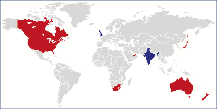 Eurovals CFA world map
